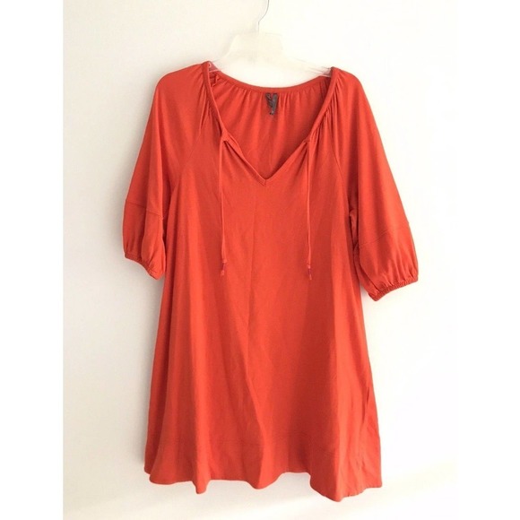 By Anthropologie | Anais Tunic Womens XS Orange Oversized NeckTie Pullover Dress - Picture 4 of 11
